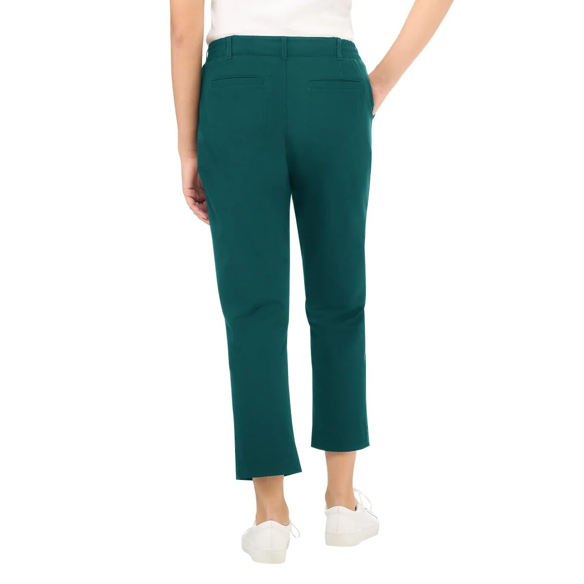 KIRKLAND Signature Women's Travel Pant - Utility Pocket - Elastic Waistband (Green, 16)