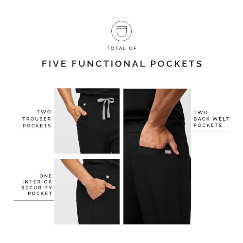 FIGS Tansen Jogger Scrub Pants for Men - Black, Short M