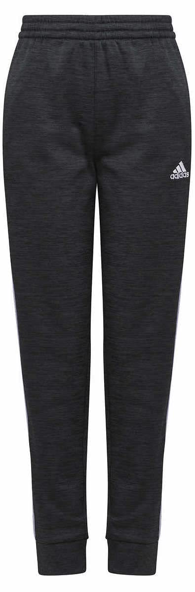 adidas Youth 3-Stripe Fleece Jogger (as1, Alpha, l, Regular, Heather Black/White)