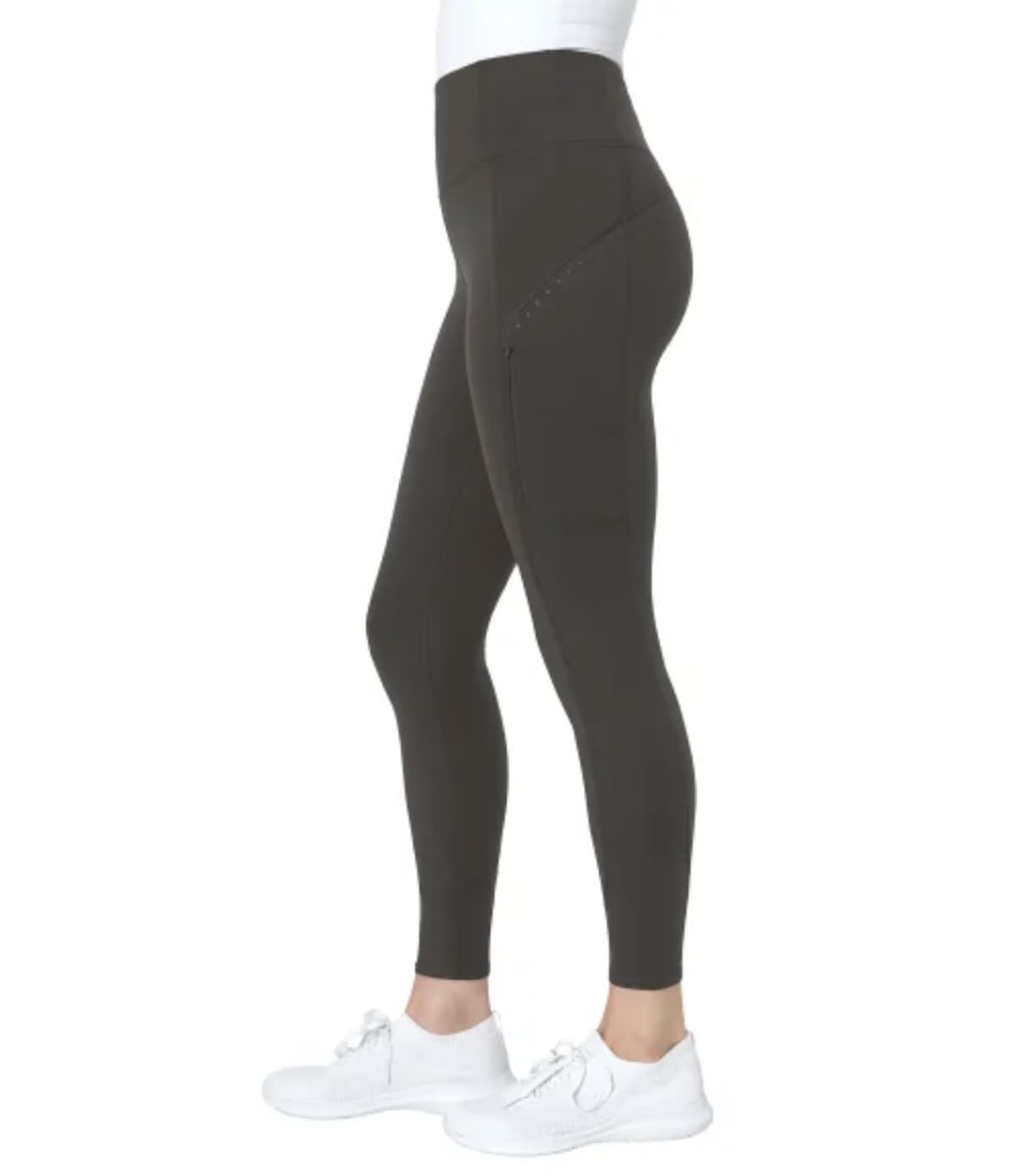 Mondetta World Outfitter Women's Moisture Wicking Cropped Legging Pant with Side Zip Pockets (US, Alpha, X-Large, Regular, Regular, Gray)