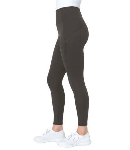 Mondetta World Outfitter Women's Moisture Wicking Cropped Legging Pant with Side Zip Pockets (US, Alpha, X-Large, Regular, Regular, Gray)