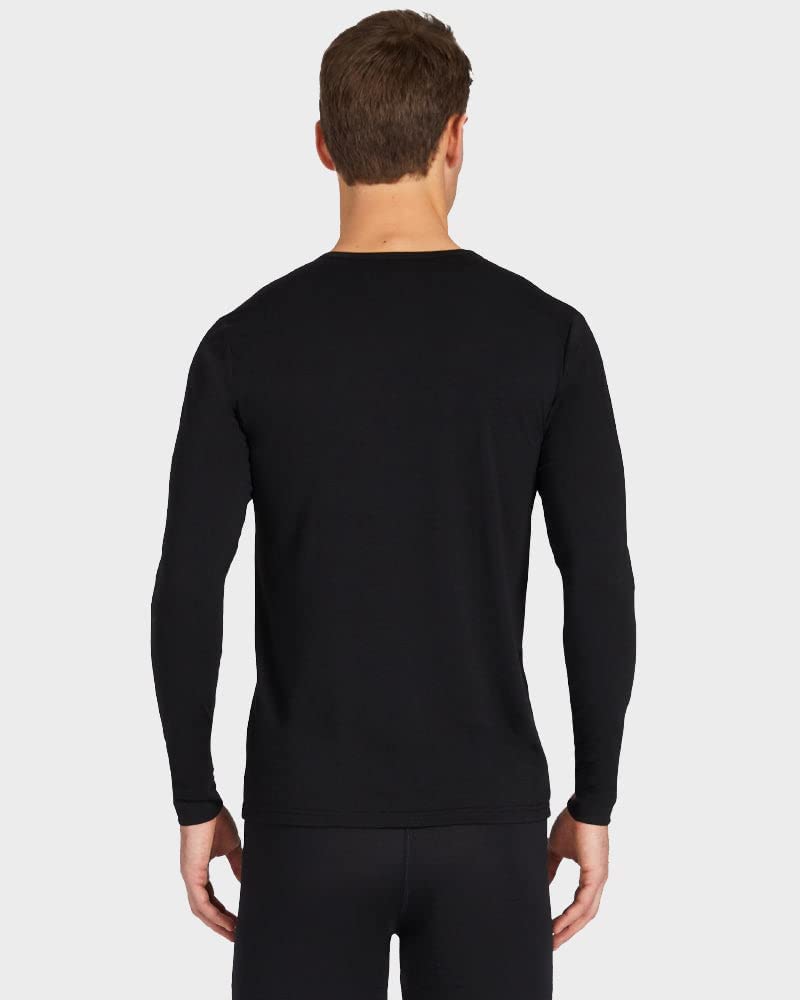 32 Degrees Men's 2-Pack Performance Lightweight Thermal Baselayer Crewneck Top, Black/Black, Small