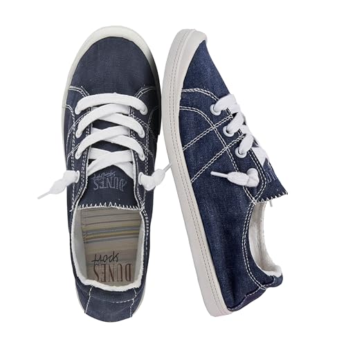 Dunes Reesa Canvas Slip On Shoes for Women – Everyday Comfort Womens Casual Sneakers, Navy 9