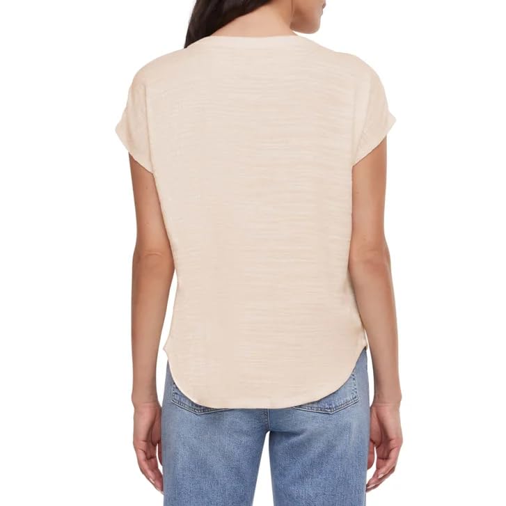 Orvis Women's Textured Top, Split V-Neck, Relaxed Fit (Cream, XX-Large)