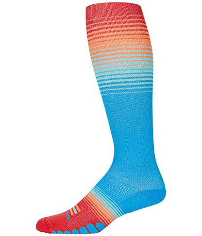Eurosock® Graduated Compression Multi Stripe OTC – Medical Compression Socks – Knee Length – Medium Weight Red Ocean MD (US Men's 7.5-10, Women's 8.5-11) One Size