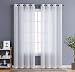 HLC.ME Abbey Faux Linen Textured Semi Sheer Privacy Sun Light Filtering Transparent Window Grommet Long Thick Curtains Drapery Panels for Bedroom & Living Room, 2 Panels (54 W x 108 L, White)