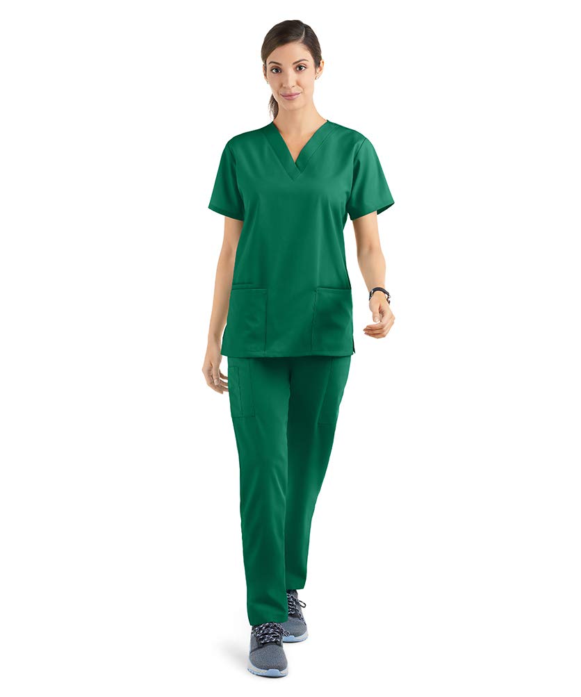 Strictly Scrubs Women's Scrub Set Size 3X-Large Hunter V-Neck Top Elastic Pant
