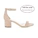 Eunicer Women's Single Band Classic Chunky Block Low Heel Sandals with Ankle Strap Dress Shoes,Nude Suede,11 B(M) US