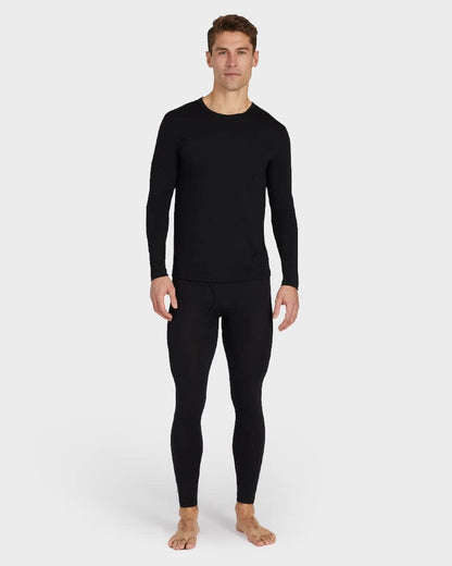 32 Degrees Men's 2-Pack Performance Lightweight Thermal Baselayer Crewneck Top, Black/Black, Small