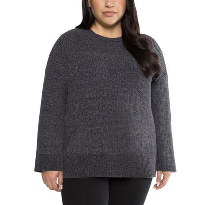 Matty M Ladies' Chenille Tunic Sweater, Crewneck, Ribbed Cuffs and Hem, Wide Sleeves, Multiple Colors (US, Alpha, XX-Large, Plus, Regular, Gray)