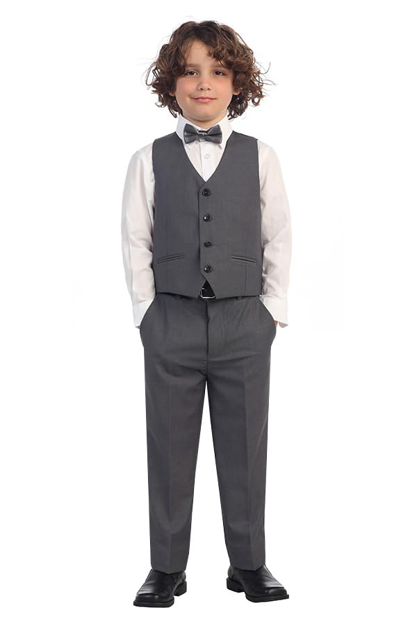 2 Piece Kids Boys Charcoal Vest and Pants Formal Set, 14