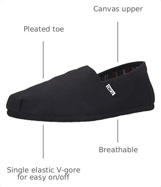 TOMS Men's Classic Alpargata Slip-On, Black Black