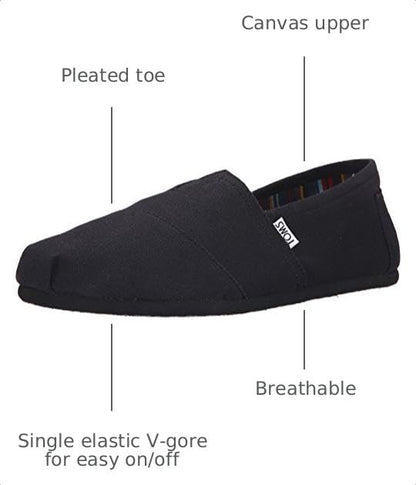 TOMS Men's Classic Alpargata Slip-On, Black Black