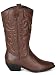 Soda Women's Reno Western Cowboy Pointed Toe Knee High Pull On Tabs Boots, TPS Reno-S Dark Tan Size 5.5