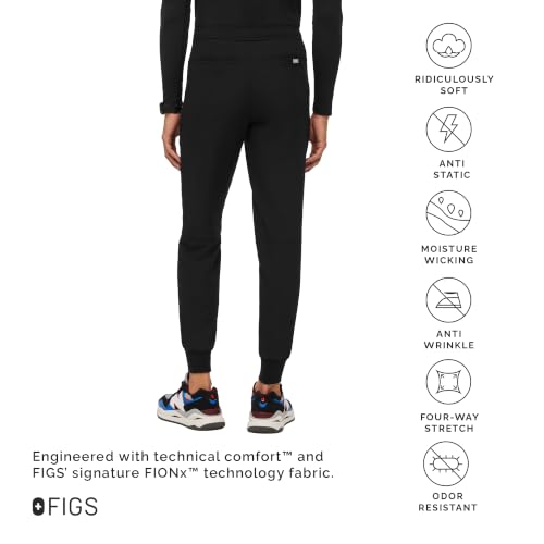 FIGS Tansen Jogger Scrub Pants for Men - Black, Short M