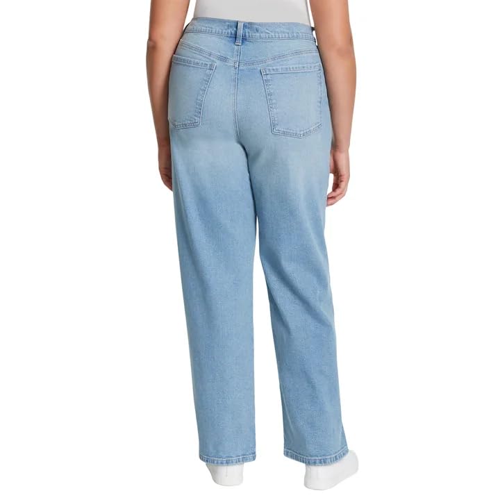Gloria Vanderbilt Women’s Straight Leg Relaxed Fit Cotton Stretch Jean (Light Blue, 16)