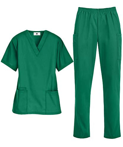 Strictly Scrubs Women's Scrub Set Size 3X-Large Hunter V-Neck Top Elastic Pant
