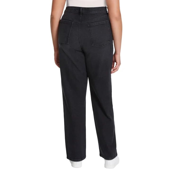Gloria Vanderbilt Women’s Straight Leg Relaxed Fit Cotton Stretch Jean (Black, 16)