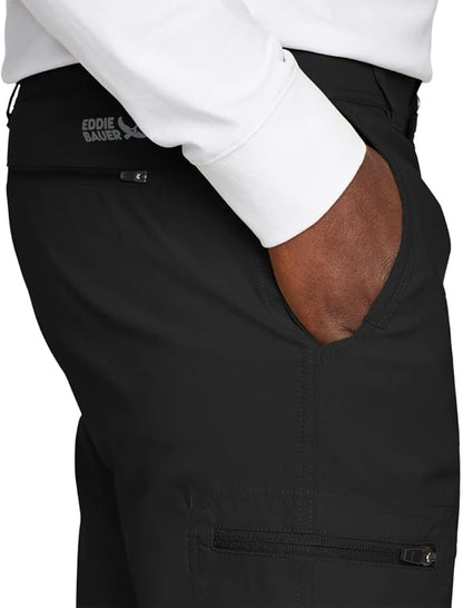 Eddie Bauer Men’s Fleece Lined Pants – Water Resistant, Lightweight Stretch Fabric, Zipper Pockets (Black, 36Wx32L)