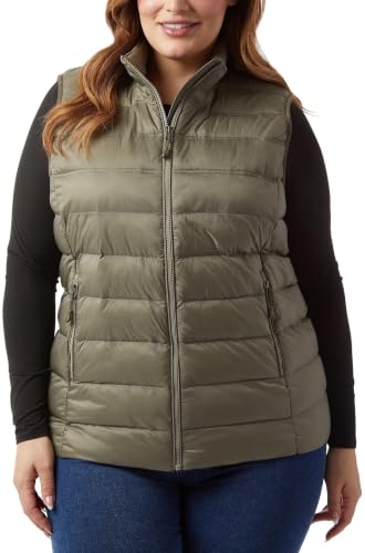 32 Degrees Heat Womens Lightweight Packable Puffer Vest (US, Alpha, XX-Large, Regular, Regular, Overland Trek Green)