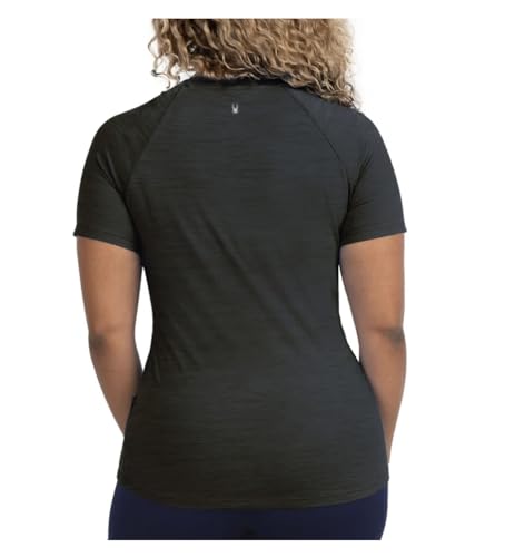 Spyder Active Women's Short Sleeve Active Tee Shirt (US, Alpha, X-Small, Regular, Regular, Black Heather)