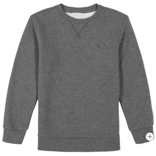 Calvin Klein Boys' Long Sleeve Logo Design French Terry Crewneck Tee (US, Alpha, Large, Regular, Grey)