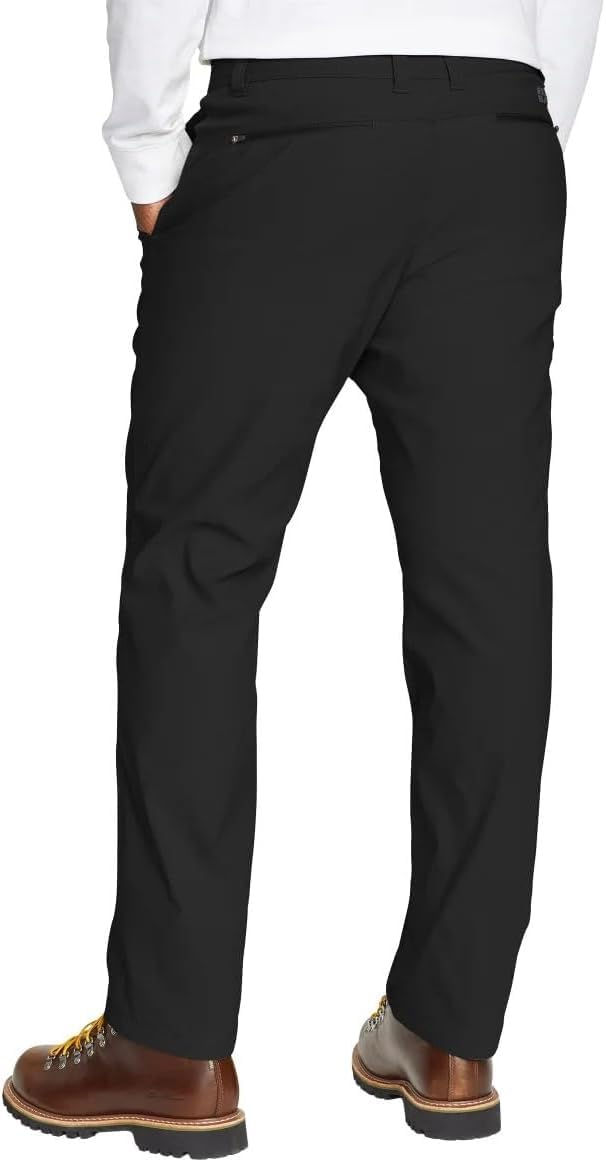 Eddie Bauer Men’s Fleece Lined Pants – Water Resistant, Lightweight Stretch Fabric, Zipper Pockets (Black, 36Wx32L)