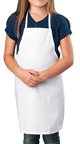 KNG Kids Cooking Apron for Girls and Boys Small, White, 6 Pack
