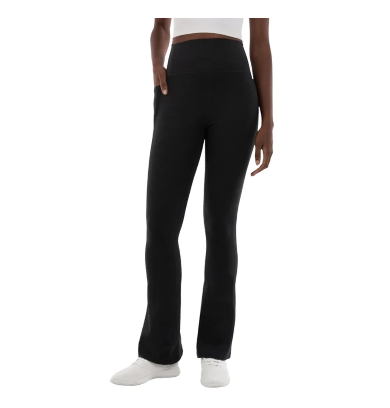 KIRKLAND Signature Women's Stretch Brushed Mini Flare Yoga Pant with Pockets (US, Alpha, XX-Large, Regular, Regular, Black)