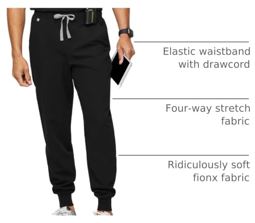 FIGS Tansen Jogger Scrub Pants for Men - Black, Short M