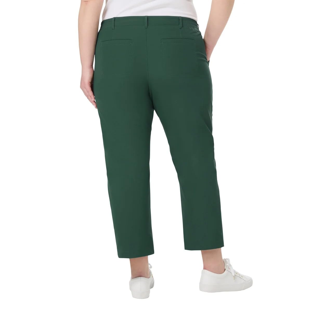 KIRKLAND Signature Women's Travel Pant - Utility Pocket - Elastic Waistband (Green, 16)