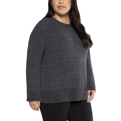 Matty M Ladies' Chenille Tunic Sweater, Crewneck, Ribbed Cuffs and Hem, Wide Sleeves, Multiple Colors (US, Alpha, XX-Large, Plus, Regular, Gray)