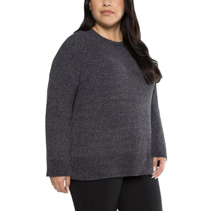 Matty M Ladies' Chenille Tunic Sweater, Crewneck, Ribbed Cuffs and Hem, Wide Sleeves, Multiple Colors (US, Alpha, XX-Large, Plus, Regular, Gray)