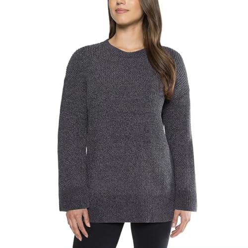 Matty M Ladies' Chenille Tunic Sweater, Crewneck, Ribbed Cuffs and Hem, Wide Sleeves, Multiple Colors (US, Alpha, XX-Large, Plus, Regular, Gray)
