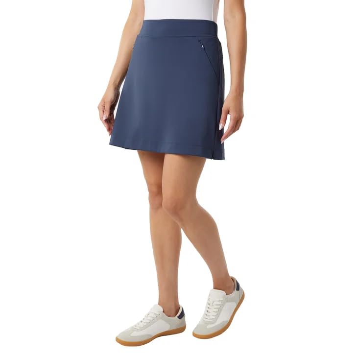 32 Degrees Women’s Skort with Inner Shorts, 2 Front Pockets, High Waist Athletic Tennis & Golf Skirt (Blue, X-Small)