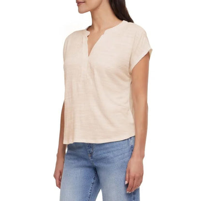 Orvis Women's Textured Top, Split V-Neck, Relaxed Fit (Cream, XX-Large)