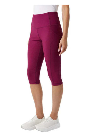 32 Degrees Cool Women's Ribbed Crop Legging Pant with Pockets (US, Alpha, X-Large, Regular, Regular, Purple (Magenta Purple))