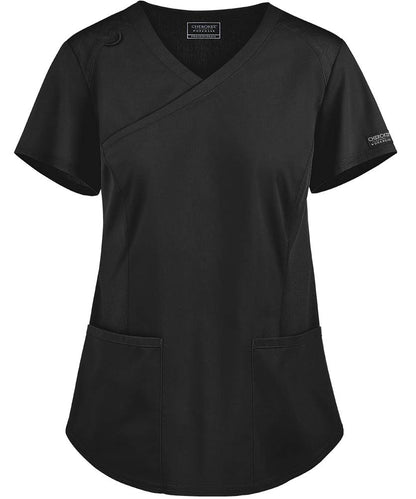 Cherokee Workwear Professionals Women Scrubs Top Mock Wrap WW901, L, Black