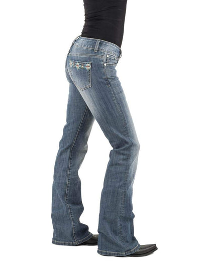 Stetson Women's 816 Southwestern Embroidered Bootcut Jeans Blue 2W x 34L
