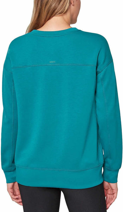 Mondetta Womens Midweight Long Sleeve Crewneck Scuba Sweatshirt (Small, Verdigris)