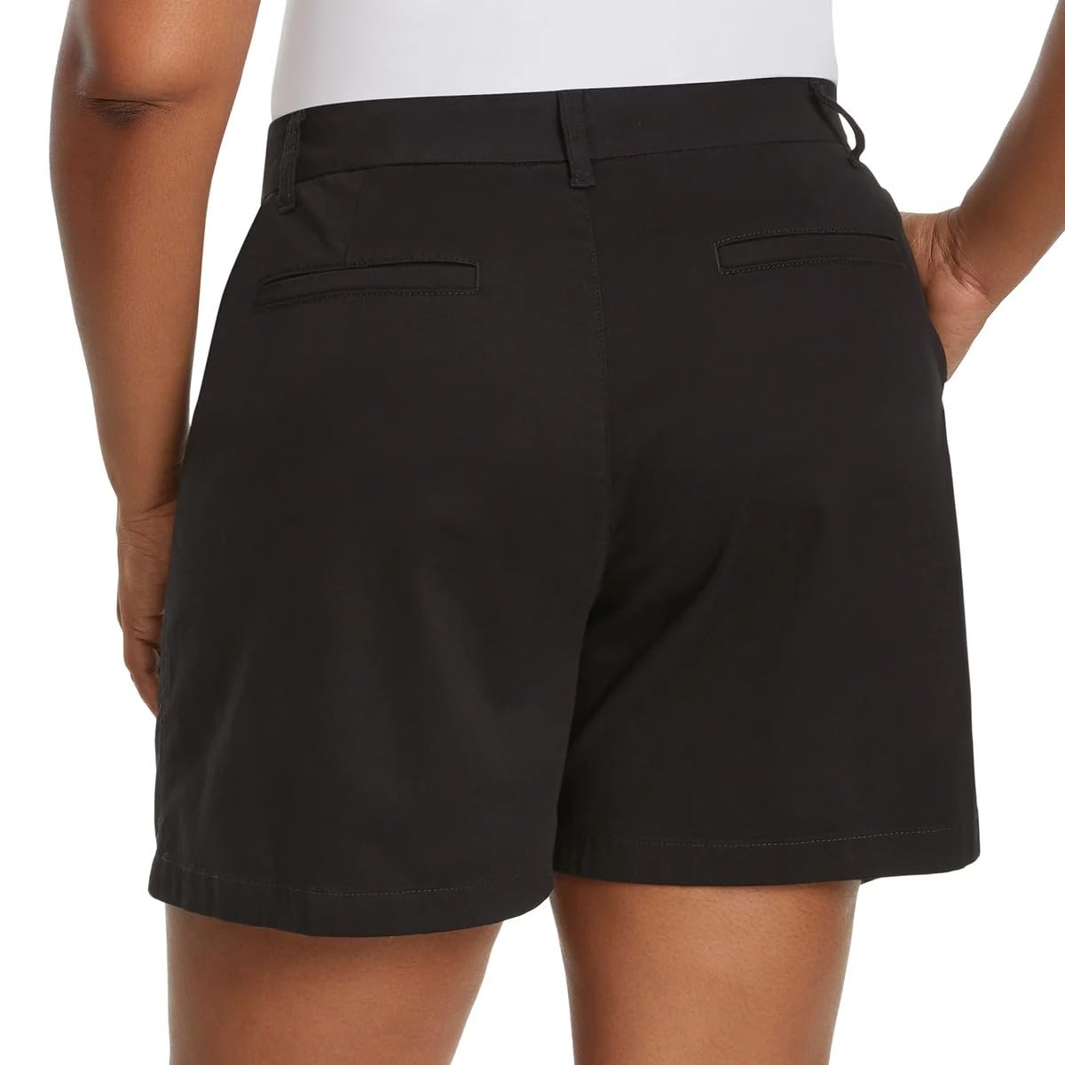 Gloria Vanderbilt Women High Rise Cotton Chino Shorts (Black, 10)