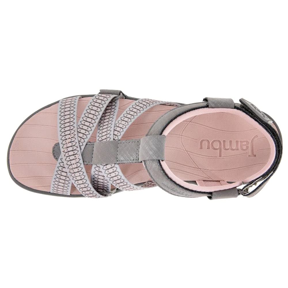 Jambu Women's Bay Encore Water Ready Flat Sandal, Charcoal/Rose, 10