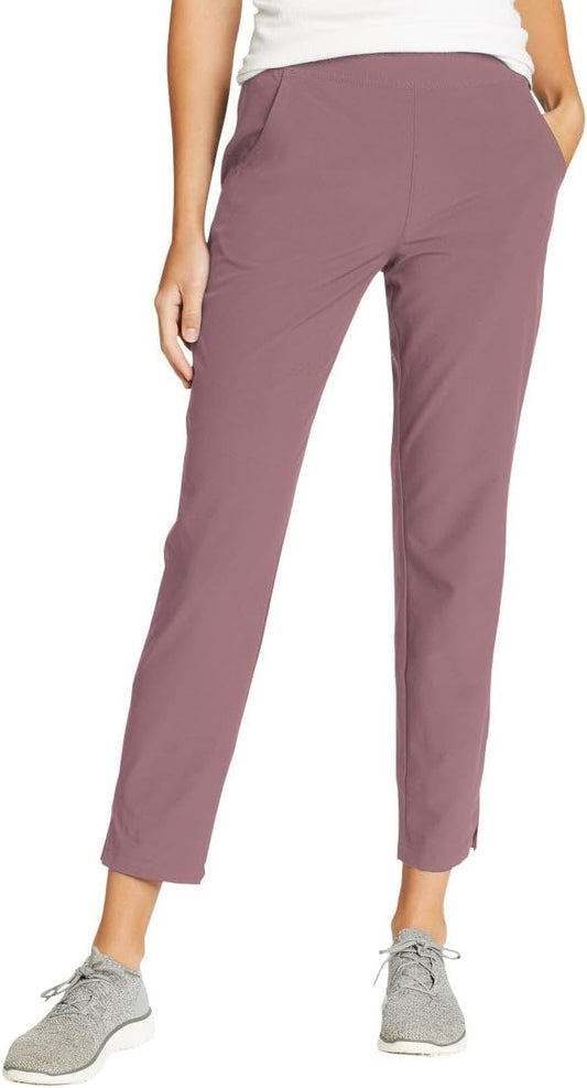 Eddie Bauer Travel Pants Women Lightweight Elastic Waistband Ankle Pants Pink XL
