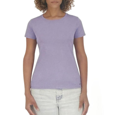 DKNY Women's Short Sleeve Crew Neck Organic Cotton Tee Shirt (US, Alpha, X-Large, Regular, Regular, Purple)