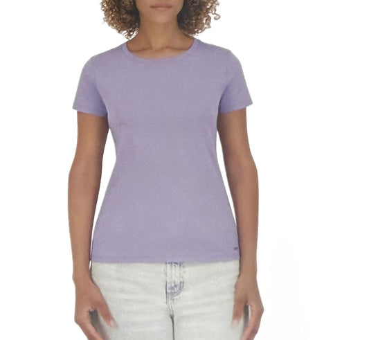 DKNY Women's Short Sleeve Crew Neck Organic Cotton Tee Shirt (US, Alpha, X-Large, Regular, Regular, Purple)