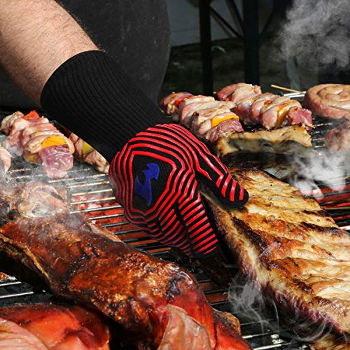 N/P Cmzailt BBQ Gloves 1472℉ Extreme Heat Resistant Food Grade Kitchen Fireproof Grill Gloves,Silicone Non-Slip Insulated Oven Mitts Universal Size for Cooking,Baking,Barbecue,Frying,Welding,Cutting