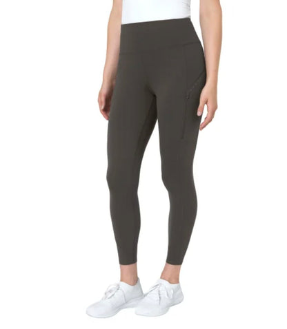 Mondetta World Outfitter Women's Moisture Wicking Cropped Legging Pant with Side Zip Pockets (US, Alpha, X-Large, Regular, Regular, Gray)