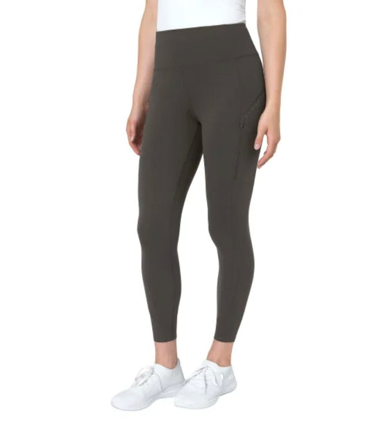 Mondetta World Outfitter Women's Moisture Wicking Cropped Legging Pant with Side Zip Pockets (US, Alpha, X-Large, Regular, Regular, Gray)