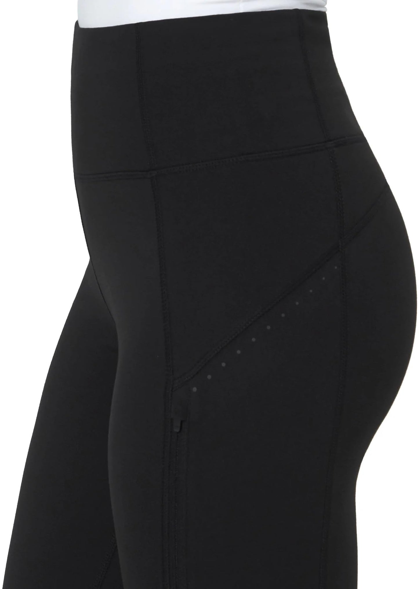 Mondetta World Outfitter Women's Moisture Wicking Cropped Legging Pant with Side Zip Pockets (US, Alpha, X-Large, Regular, Regular, Black)