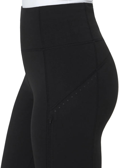 Mondetta World Outfitter Women's Moisture Wicking Cropped Legging Pant with Side Zip Pockets (US, Alpha, X-Large, Regular, Regular, Black)